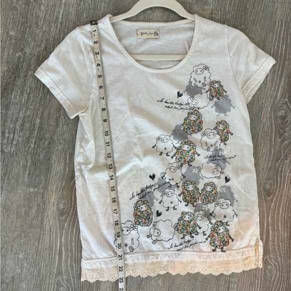 ScoLar Japanese fashion top with glitter details and sheep design. Ladies small. - Picture 6 of 8